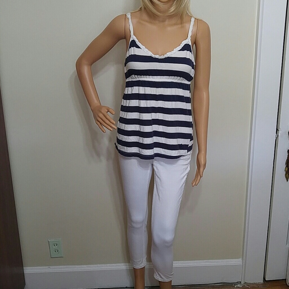 Tommy Hilfiger Striped Navy & White Tank Size Small